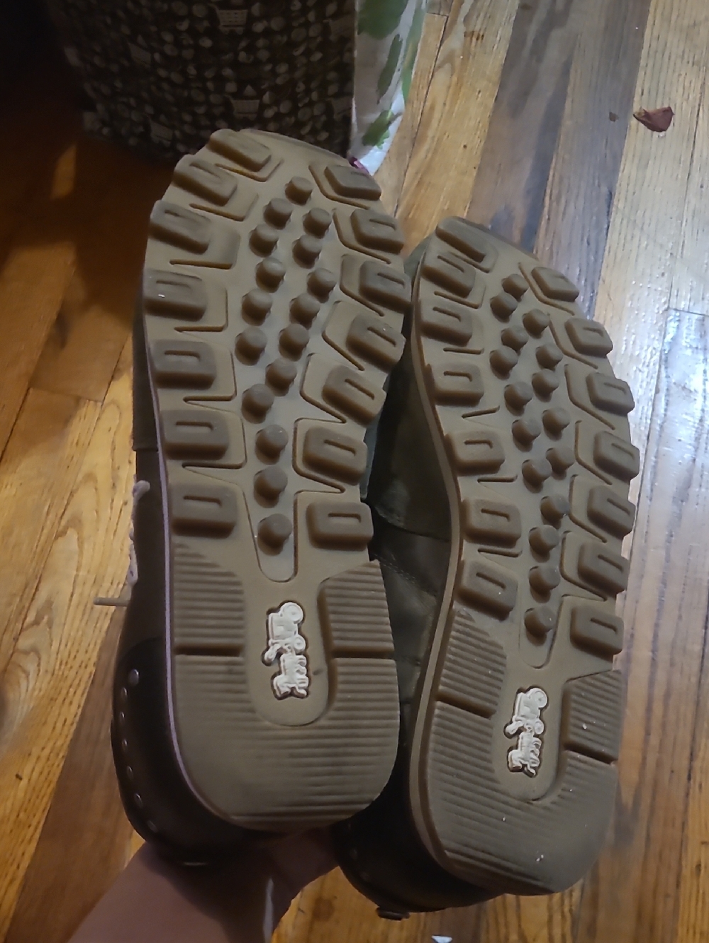 COACH Men's Olive Green and Black Leather-Trim Sneakers with White Laces - Picture 7 of 8